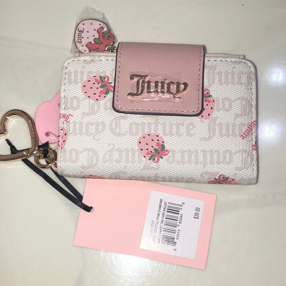 Juicy Couture Angel Crystal Pink Lemonade Berry Sweet Tab Card Wallet NWT